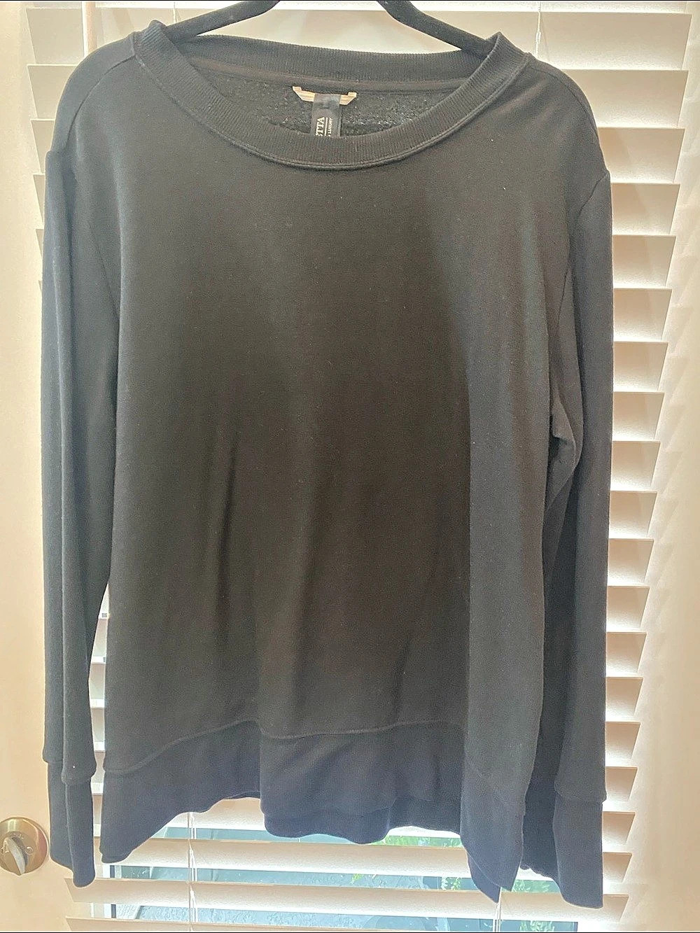 MONDETTA Ladies Lightweight Crewneck Tunic Sweatshirt Black Large